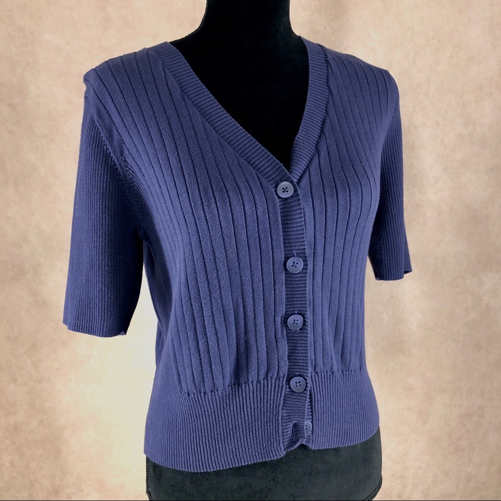 2/$20 Croft & Borrow Short Sleeve Navy Cardigan